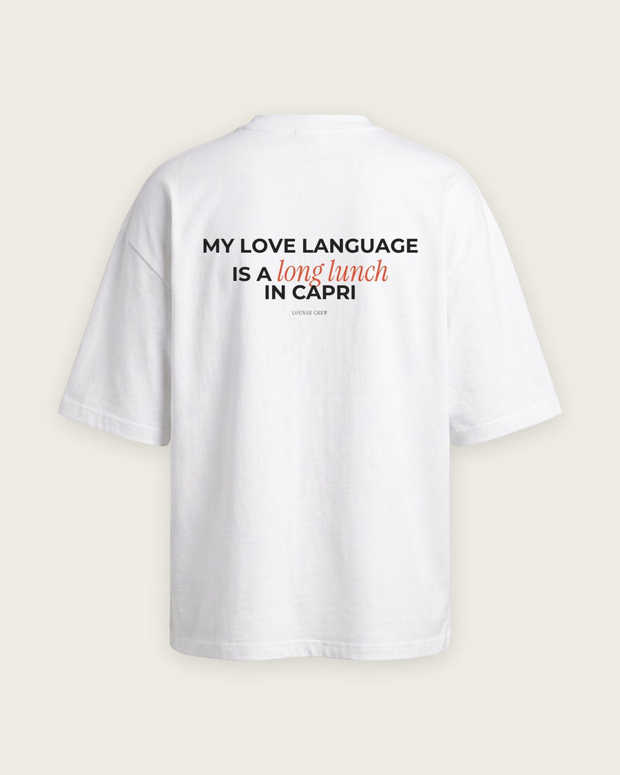Camiseta Oversized “My Love Language Is a Long Lunch”