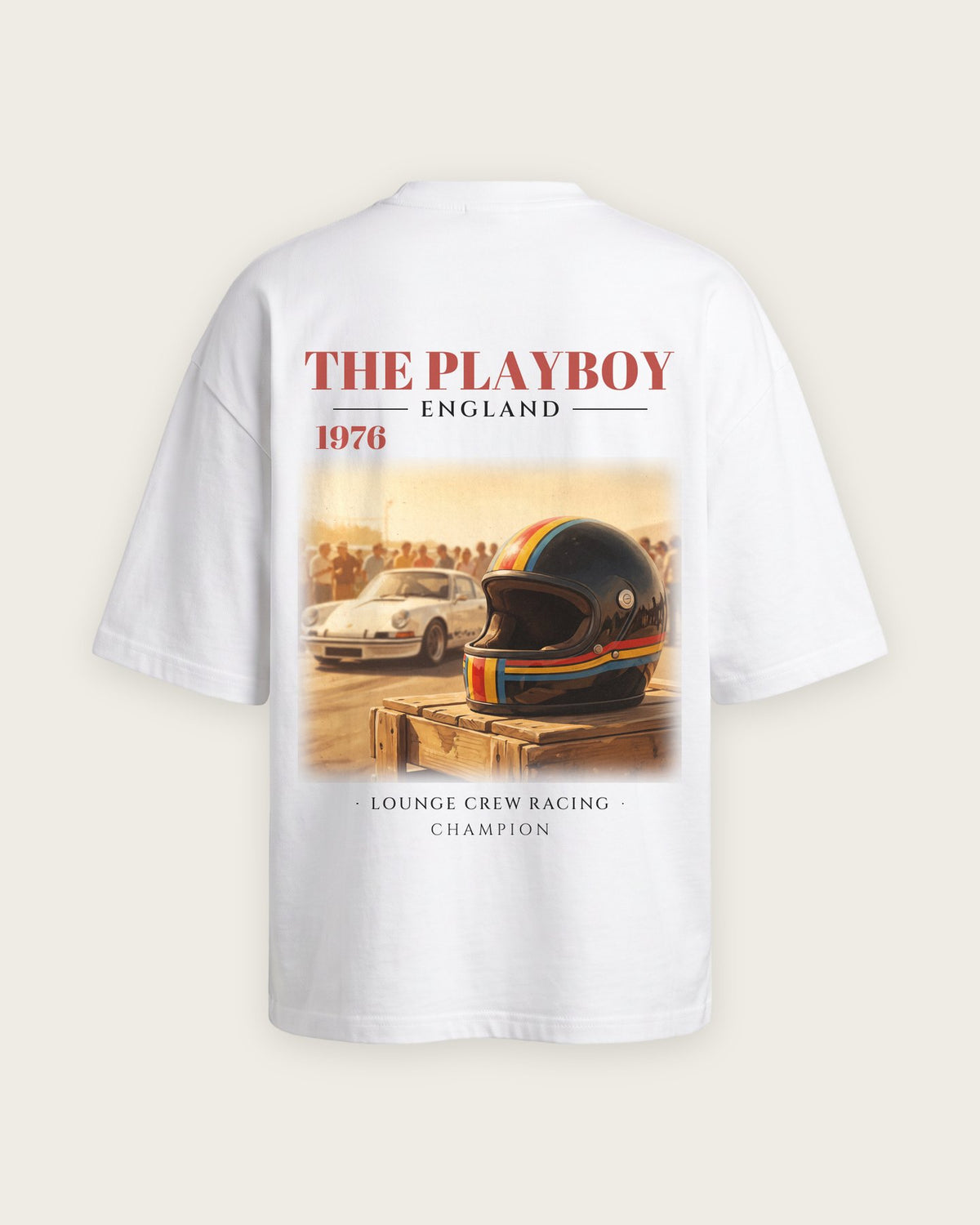 Camiseta “The Playboy 1976” — Branco — oversized