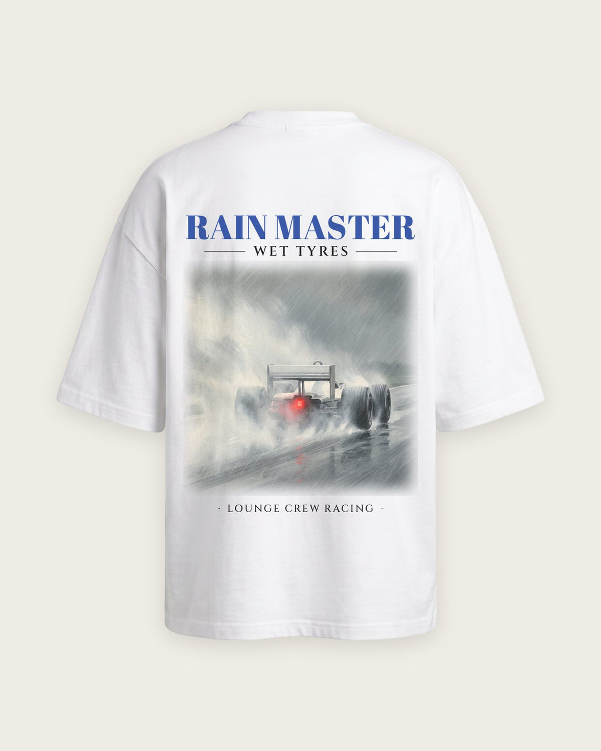 Camiseta “Rain Master” — Branco — oversized