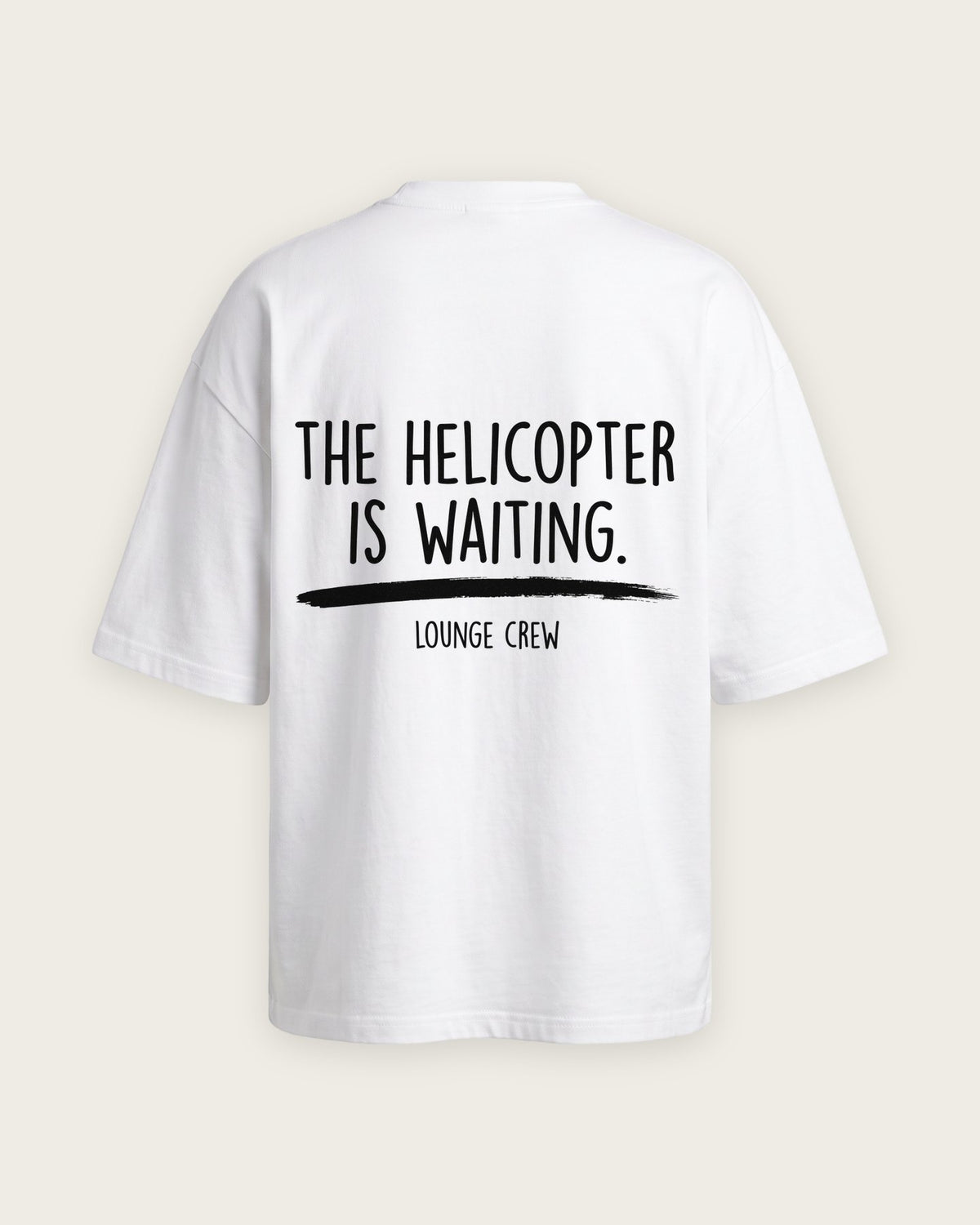 Camiseta “The Helicopter Is Waiting” — Branco
