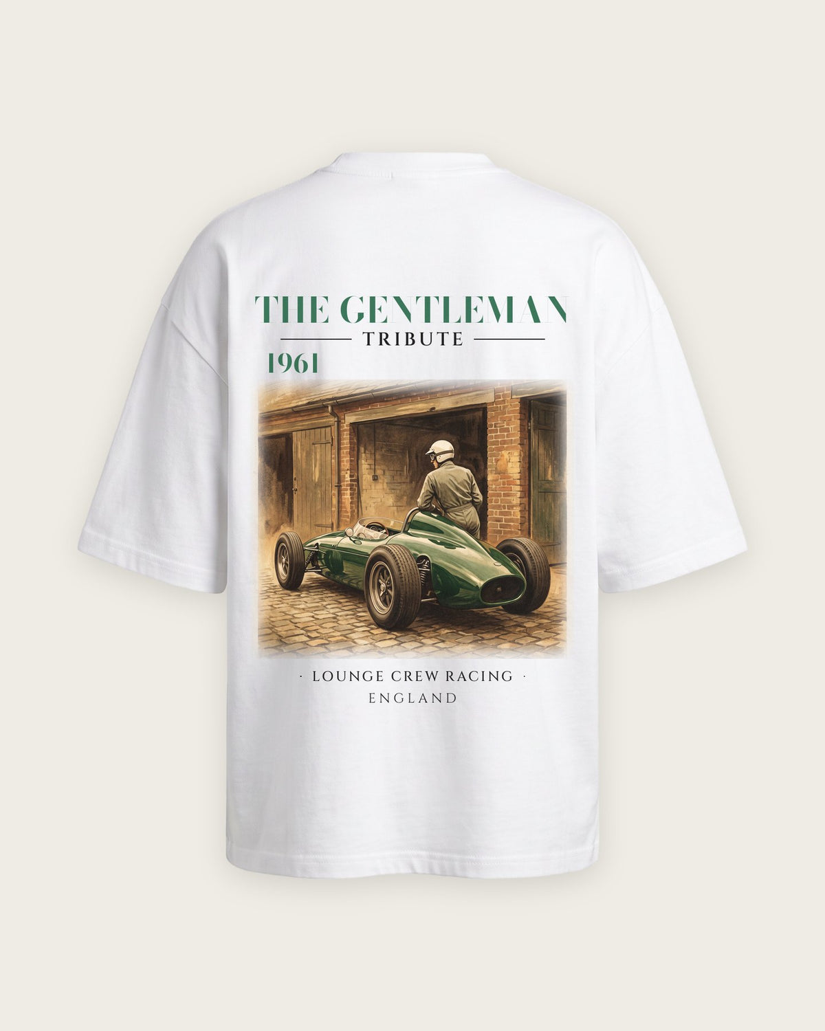 Camiseta “The Gentleman 1961” — Branco — oversized