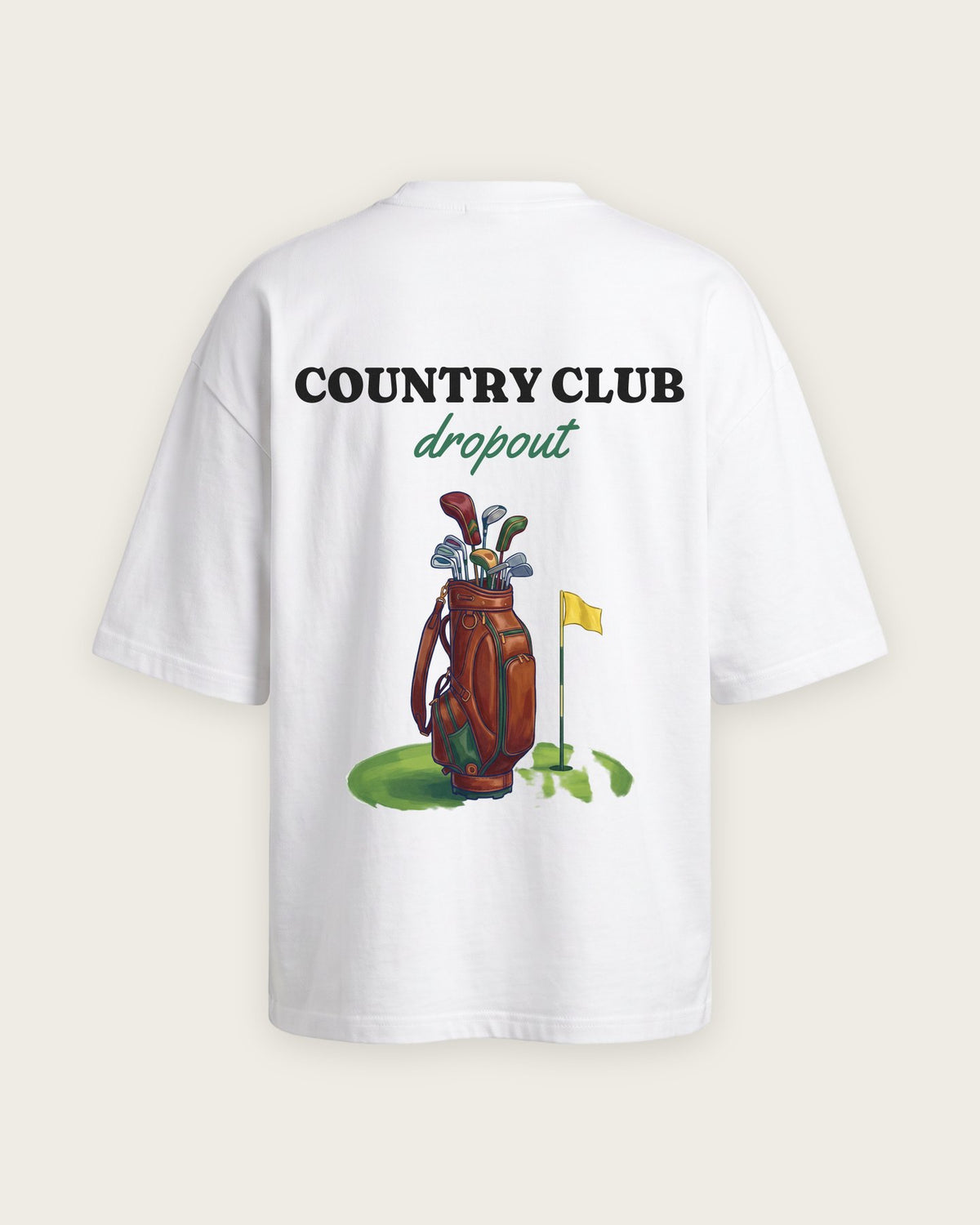 Camiseta Oversized “Country Club Dropout” — Branco