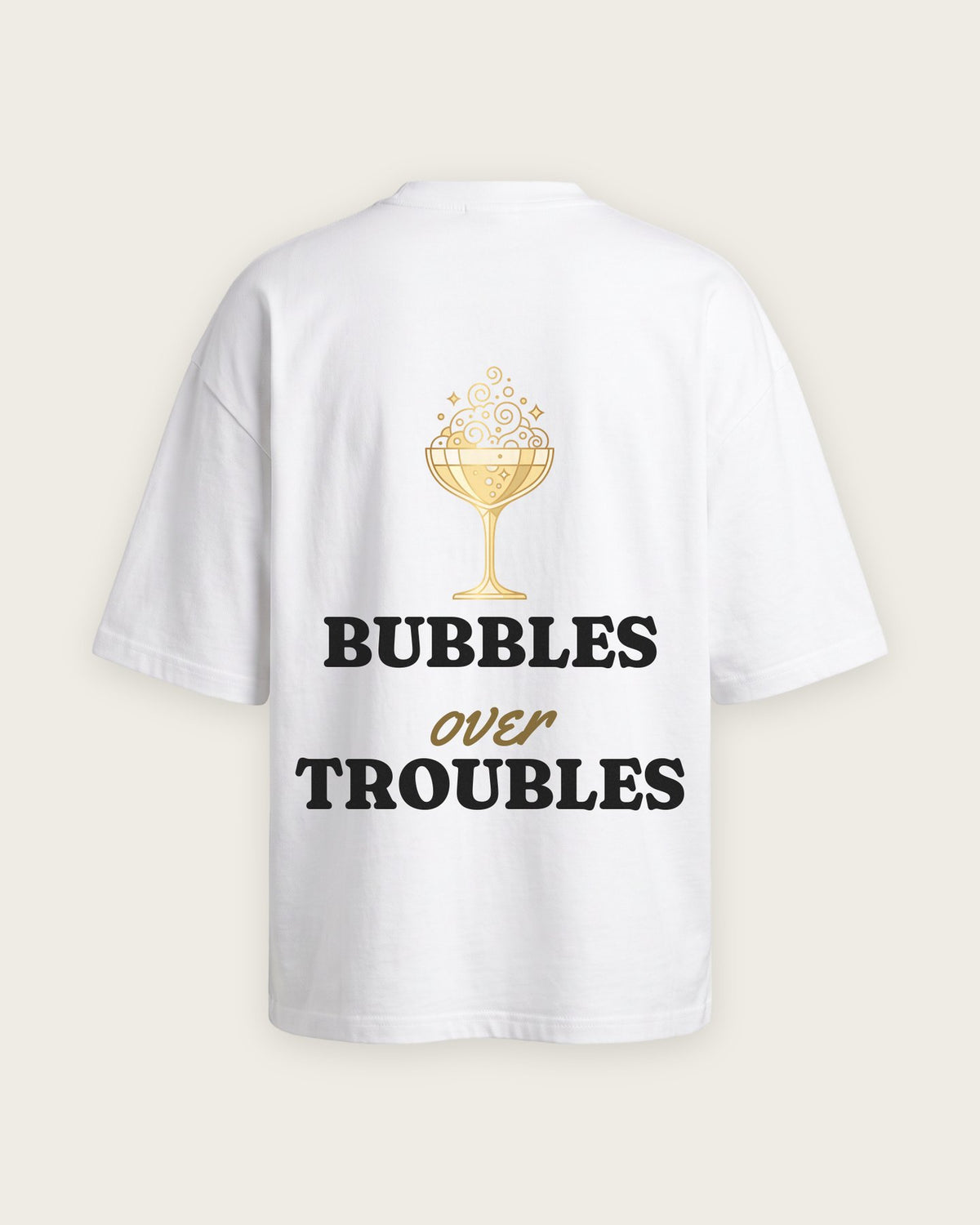 Camiseta Oversized “Bubbles Over Troubles” — Branco