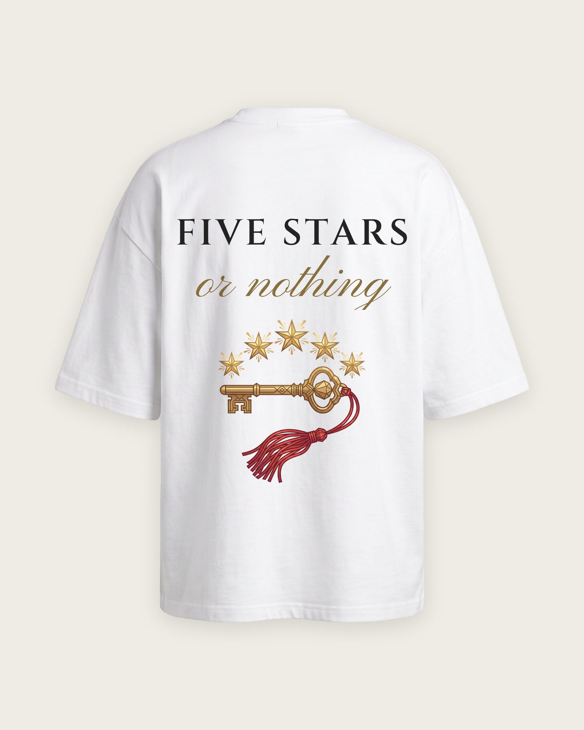 Camiseta Oversized “Five Stars or Nothing” — Branco