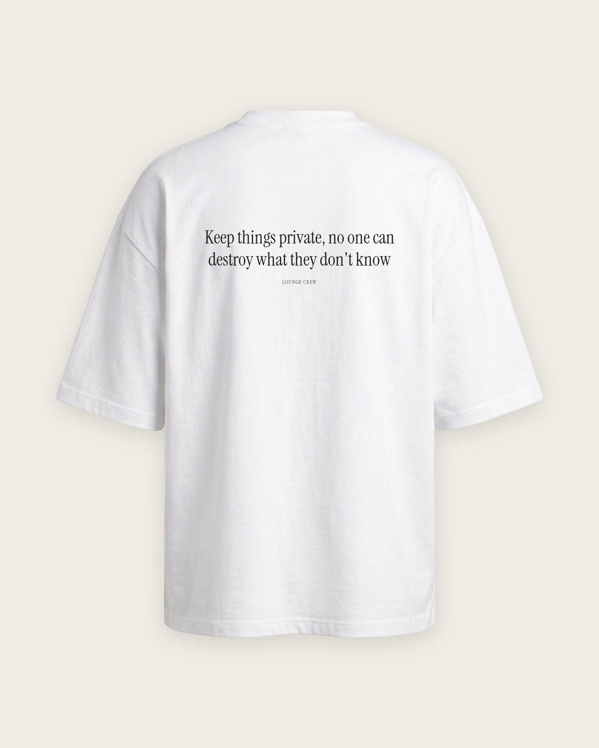 Camiseta Oversized “Keep Things Private” — Branco