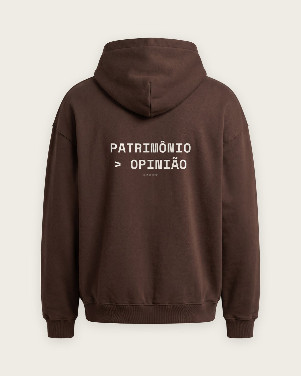 Moletom Oversized “Patrimônio Maior que Opinião” — Chocolate