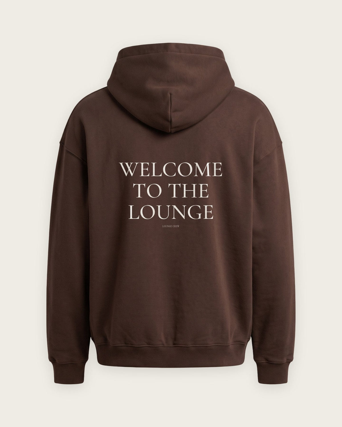 Moletom Oversized “Welcome to the Lounge” — Chocolate