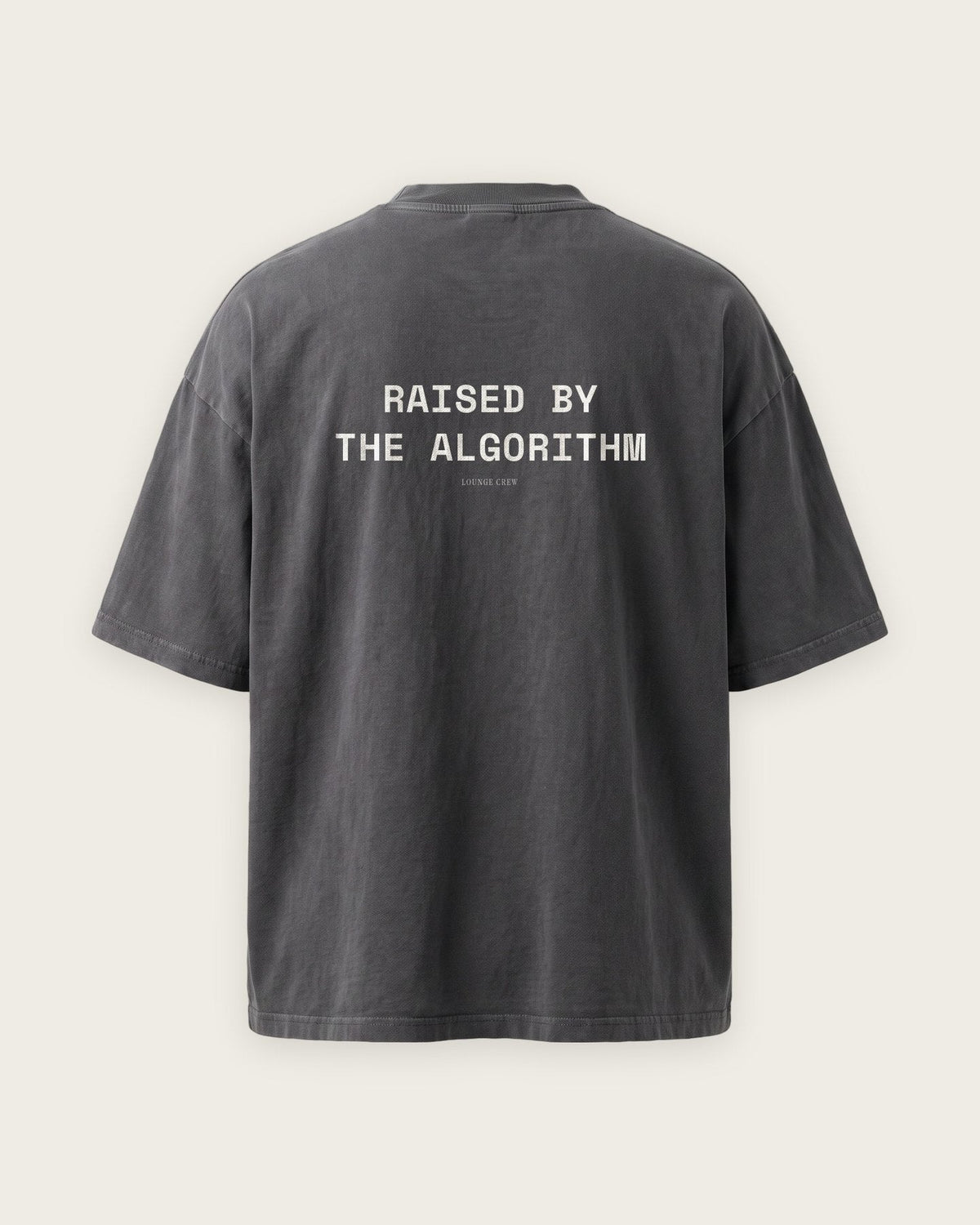 Camiseta Oversized “Raised by the Algorithm” — Cinza Estonado
