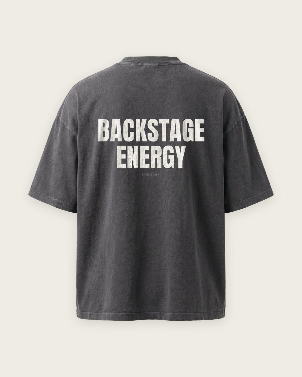 Camiseta Oversized “Backstage Energy” — Cinza Estonado