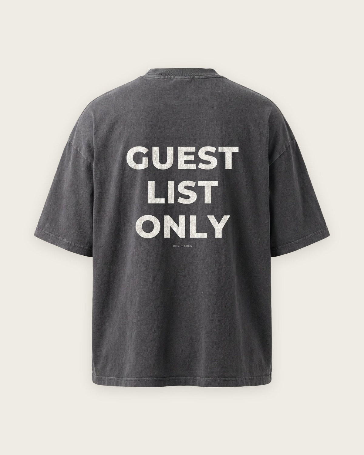 Camiseta Oversized “Guest List Only” — Cinza Estonado