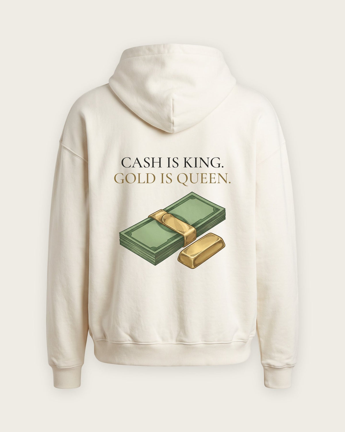 Moletom Oversized “Cash Is King, Gold Is Queen” — Off-White