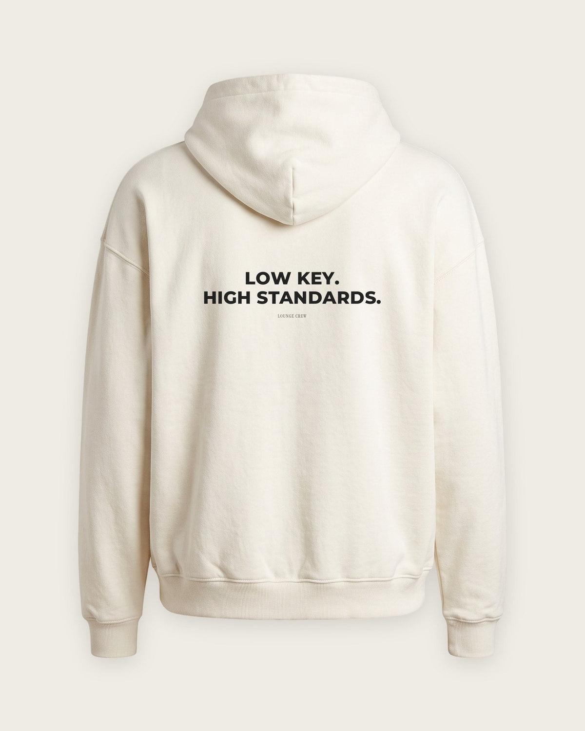 Moletom Oversized “Low Key, High Standards” — Off-White