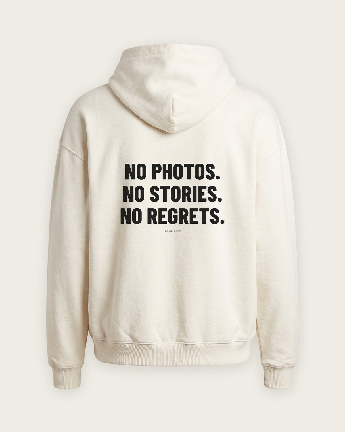 Moletom Oversized “No Photos, No Stories, No Regrets” — Off-White