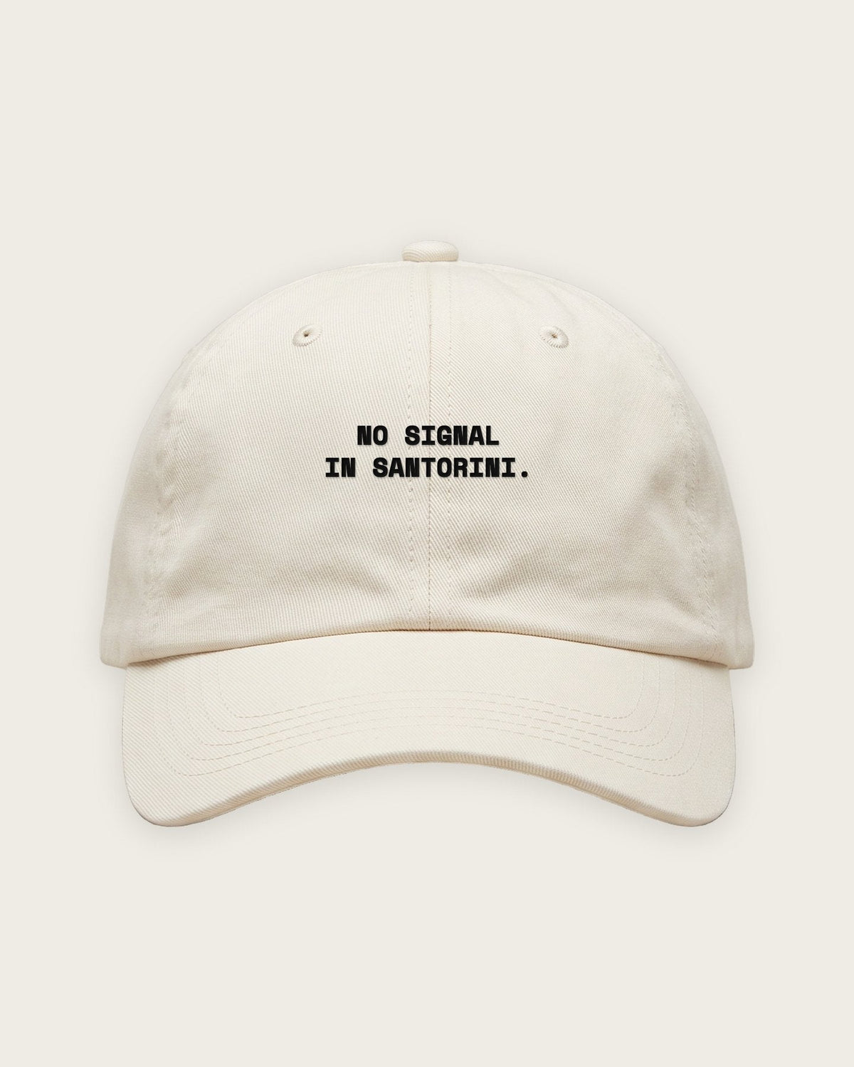 Boné Dad Hat “No Signal in Santorini” — Off-White