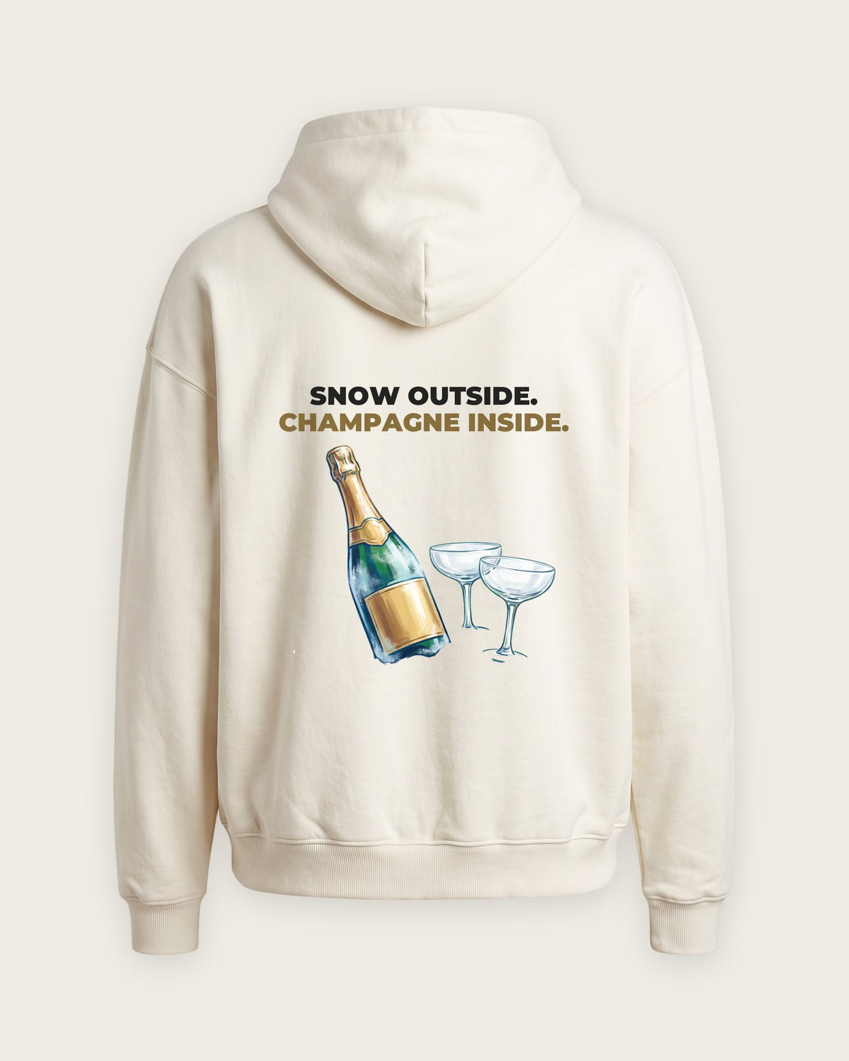 Moletom Oversized “Snow Outside, Champagne Inside” — Off-White