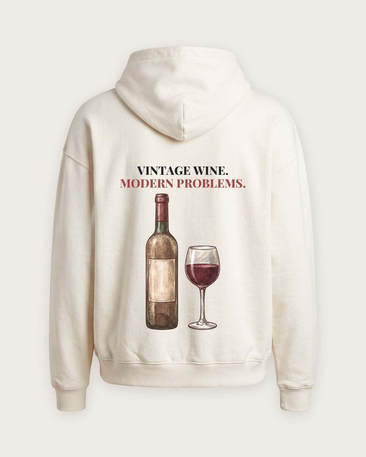 Moletom Oversized “Vintage Wine, Modern Problems” — Off-White