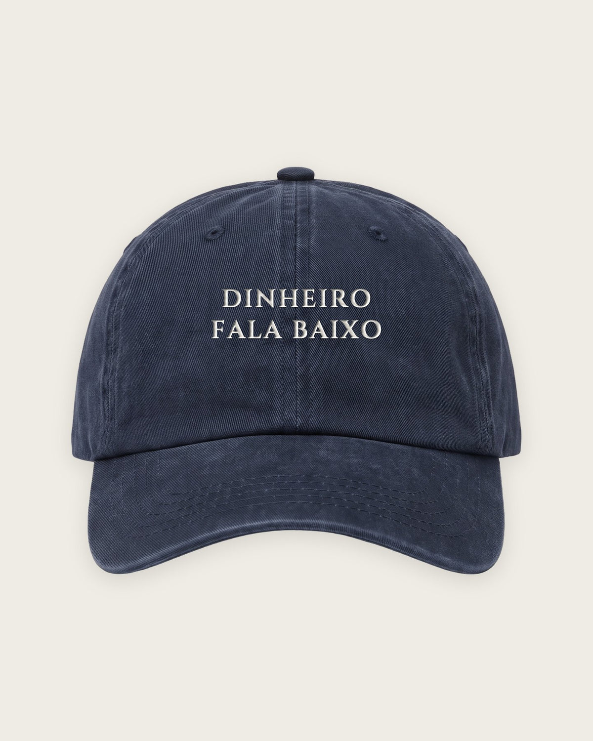 Boné Dad Hat “Dinheiro Fala Baixo” — Marinho