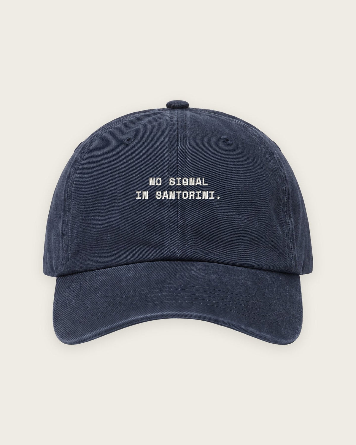 Boné Dad Hat “No Signal in Santorini” — Marinho