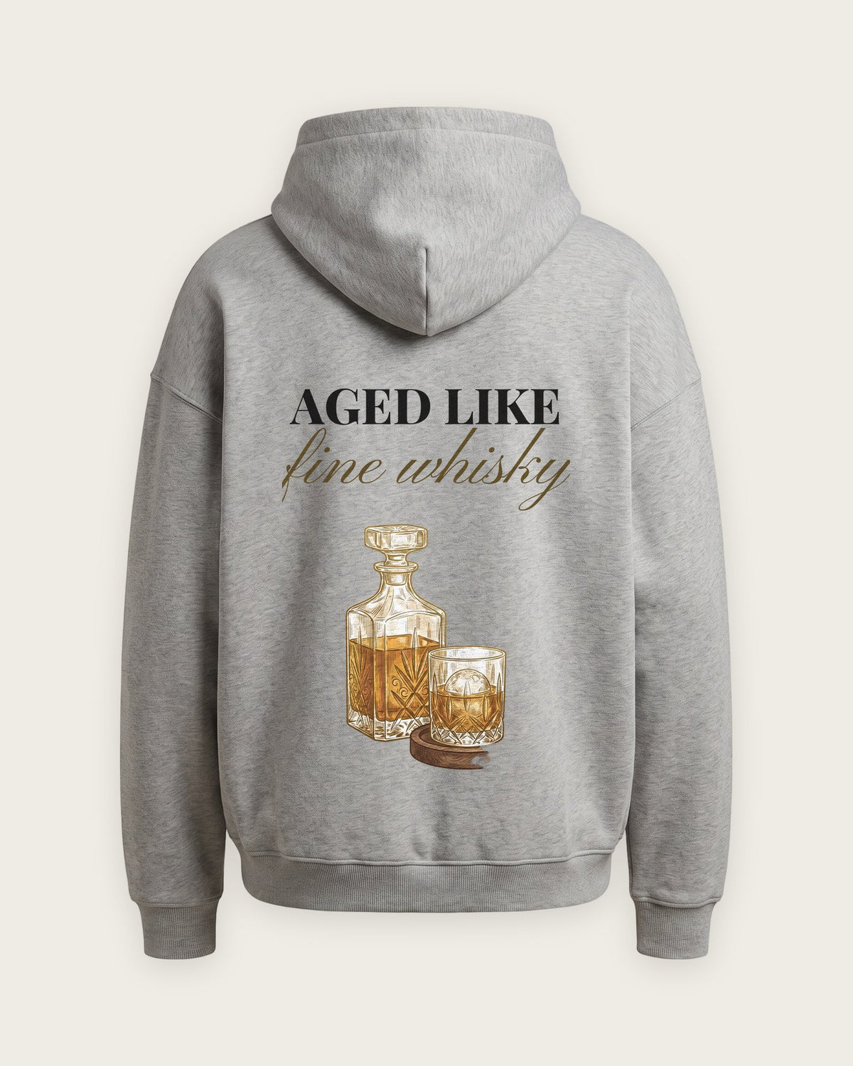 Moletom Oversized “Aged Like Fine Whisky” — Cinza Mescla