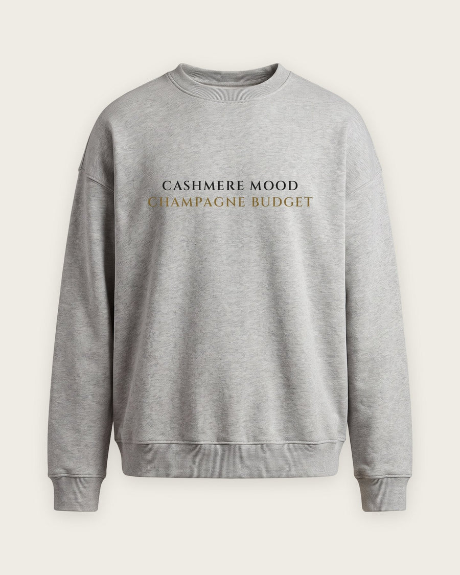 Moletom Careca “Cashmere Mood, Champagne Budget”