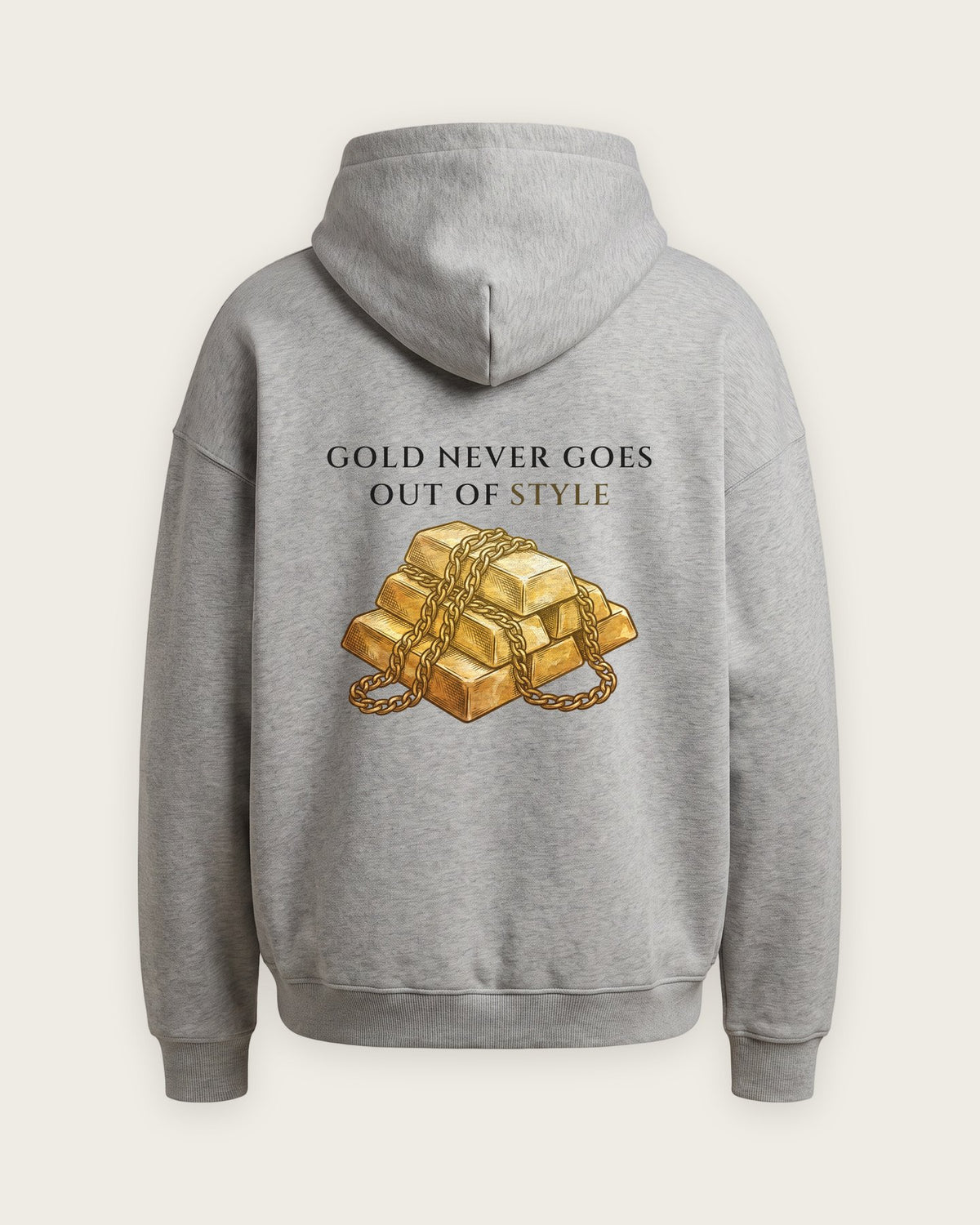 Moletom Oversized “Gold Never Goes Out of Style” — Cinza Mescla