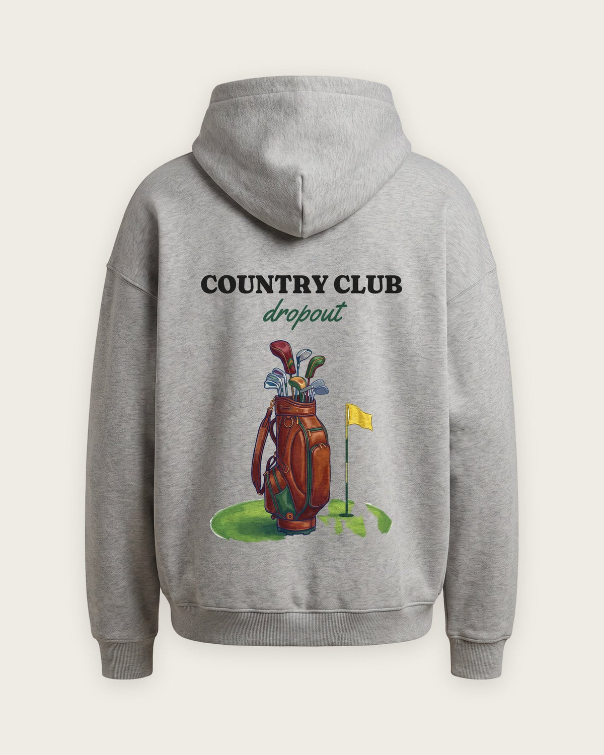Moletom Oversized “Country Club Dropout” — Cinza Mescla