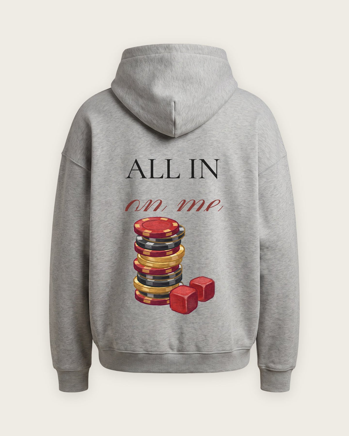 Moletom Oversized “All In on Me” — Cinza Mescla