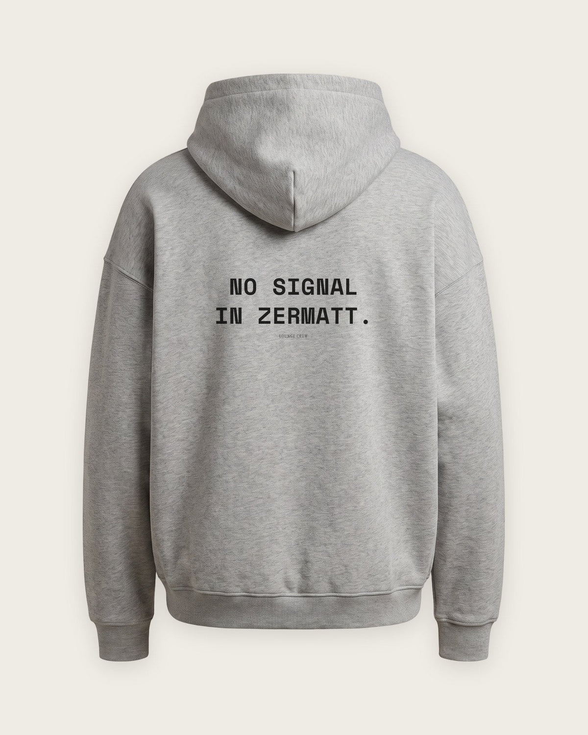 Moletom Oversized “No Signal in Zermatt” — Cinza Mescla