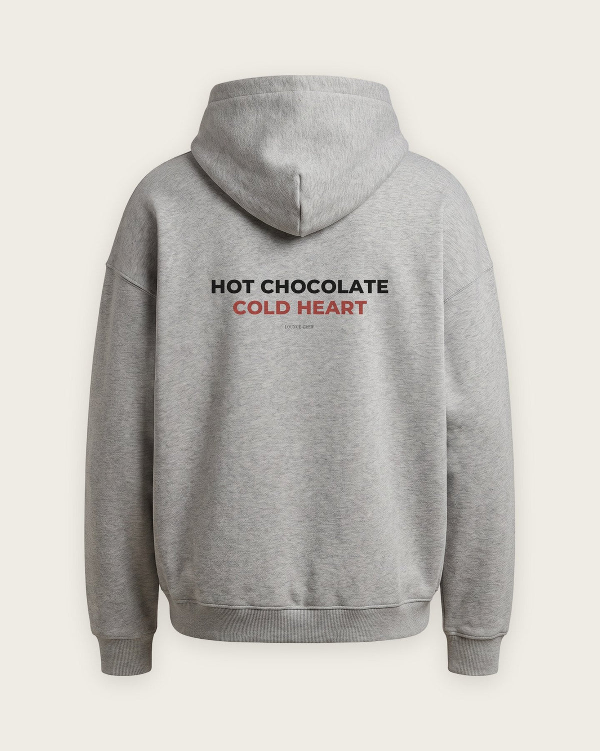 Moletom Oversized “Hot Chocolate, Cold Heart” — Cinza Mescla
