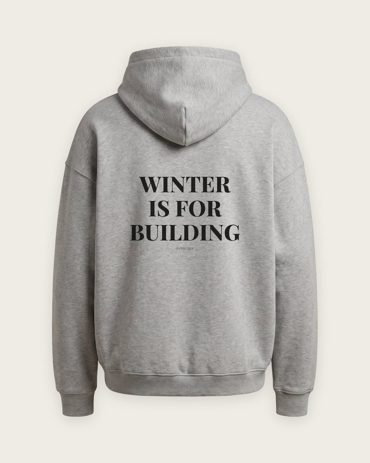 Moletom Oversized “Winter Is for Building” — Cinza Mescla