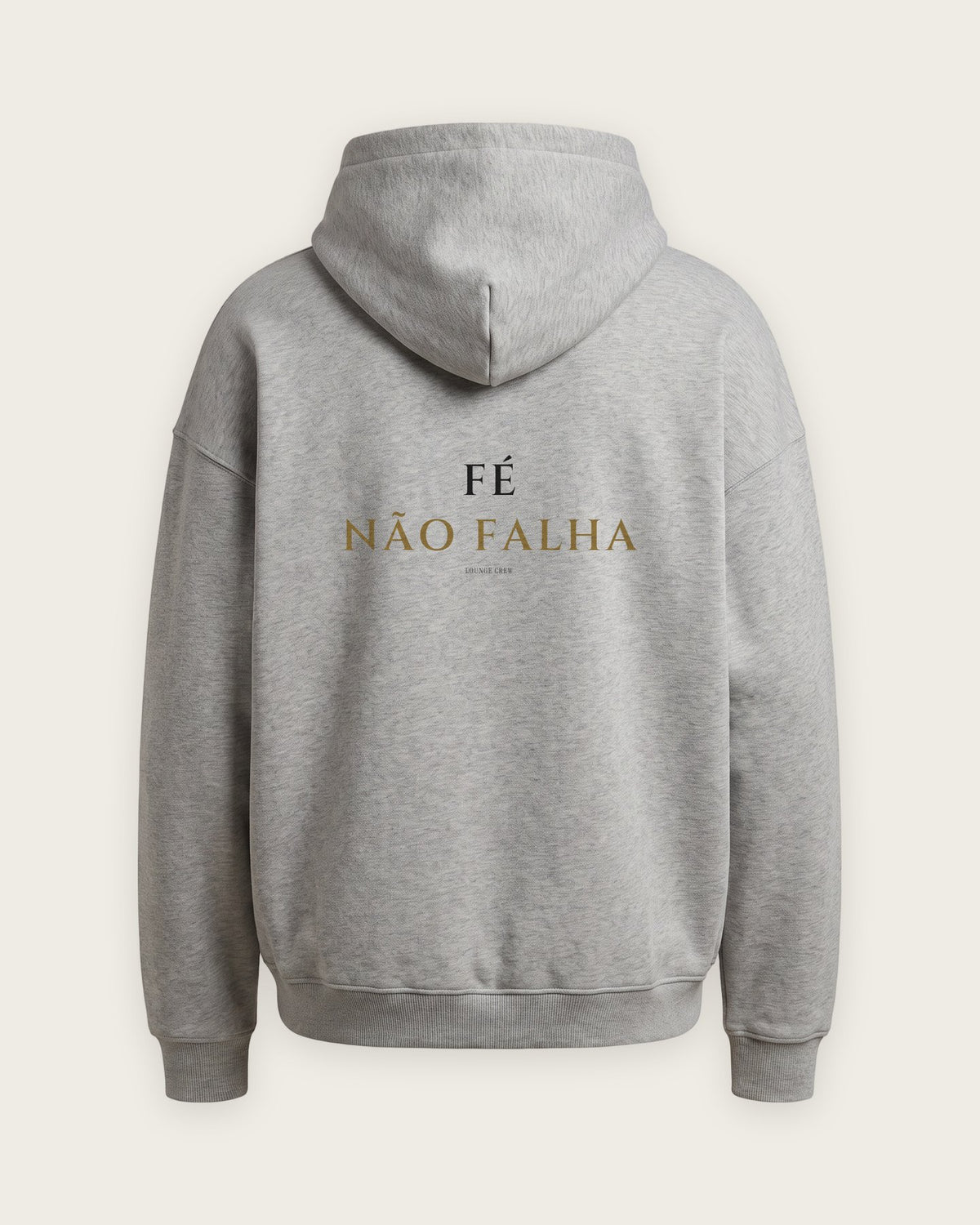 Moletom Oversized “Fé Não Falha” — Cinza Mescla