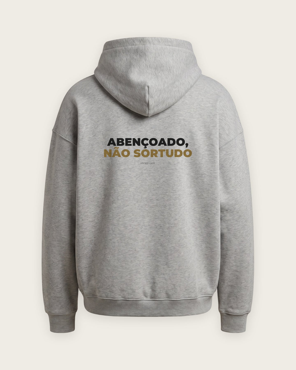 Moletom Oversized “Abençoado, Não Sortudo” — Cinza Mescla