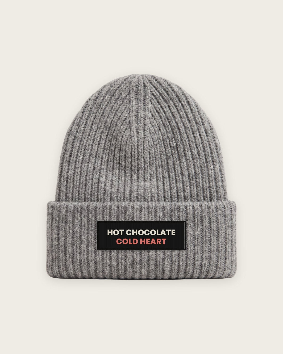 Gorro Canelado “Hot Chocolate, Cold Heart” — Cinza Mescla