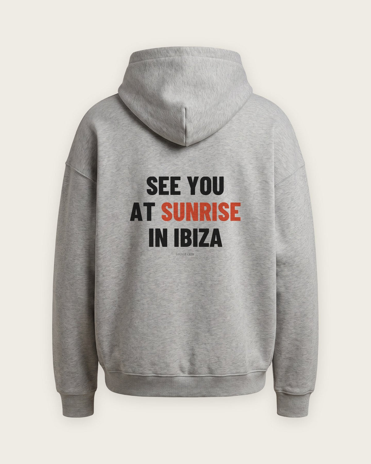 Moletom Oversized “See You at Sunrise in Ibiza” — Cinza Mescla