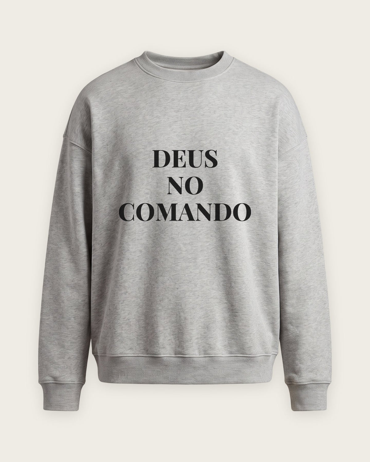 Moletom Careca “Deus no Comando” — Cinza Mescla