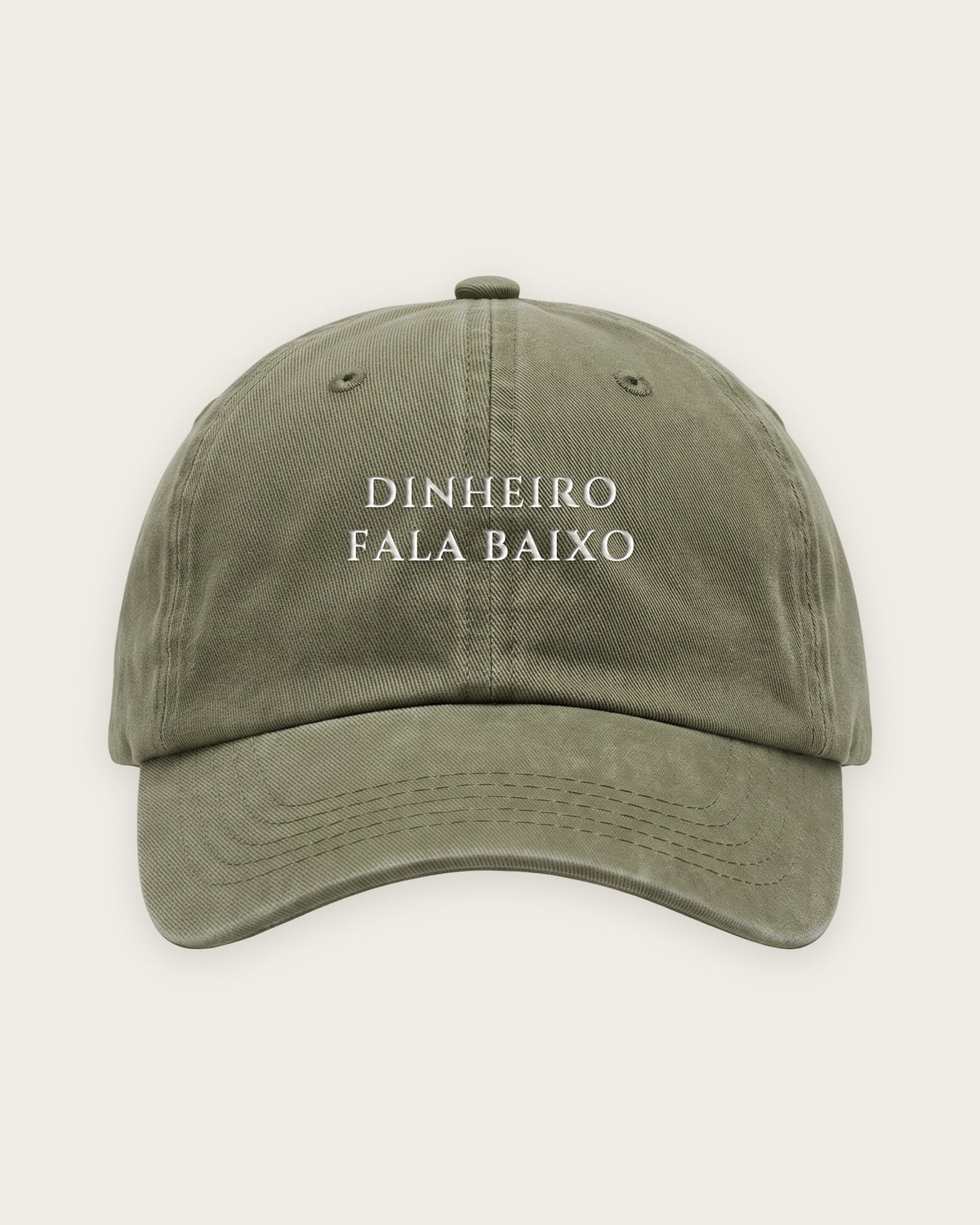 Boné Dad Hat “Dinheiro Fala Baixo” — Verde Musgo