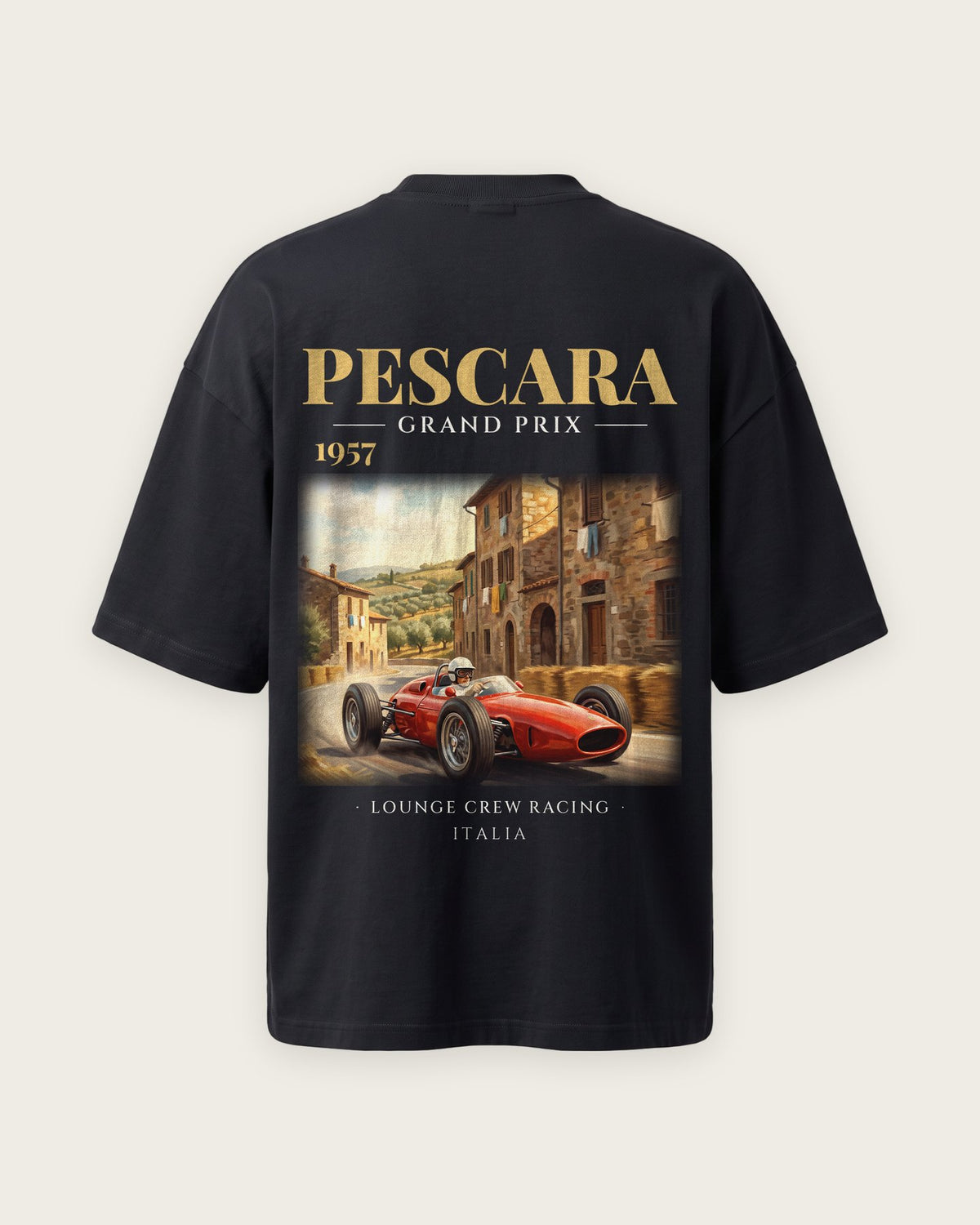 Camiseta “Pescara Grand Prix 1957” — Preto — oversized