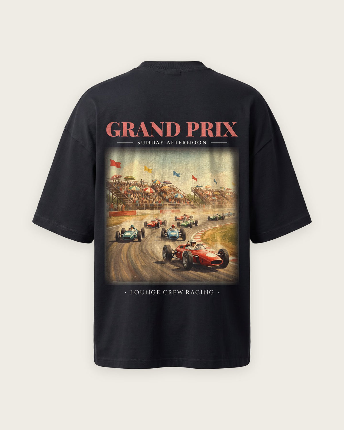 Camiseta “Grand Prix” — Preto — oversized