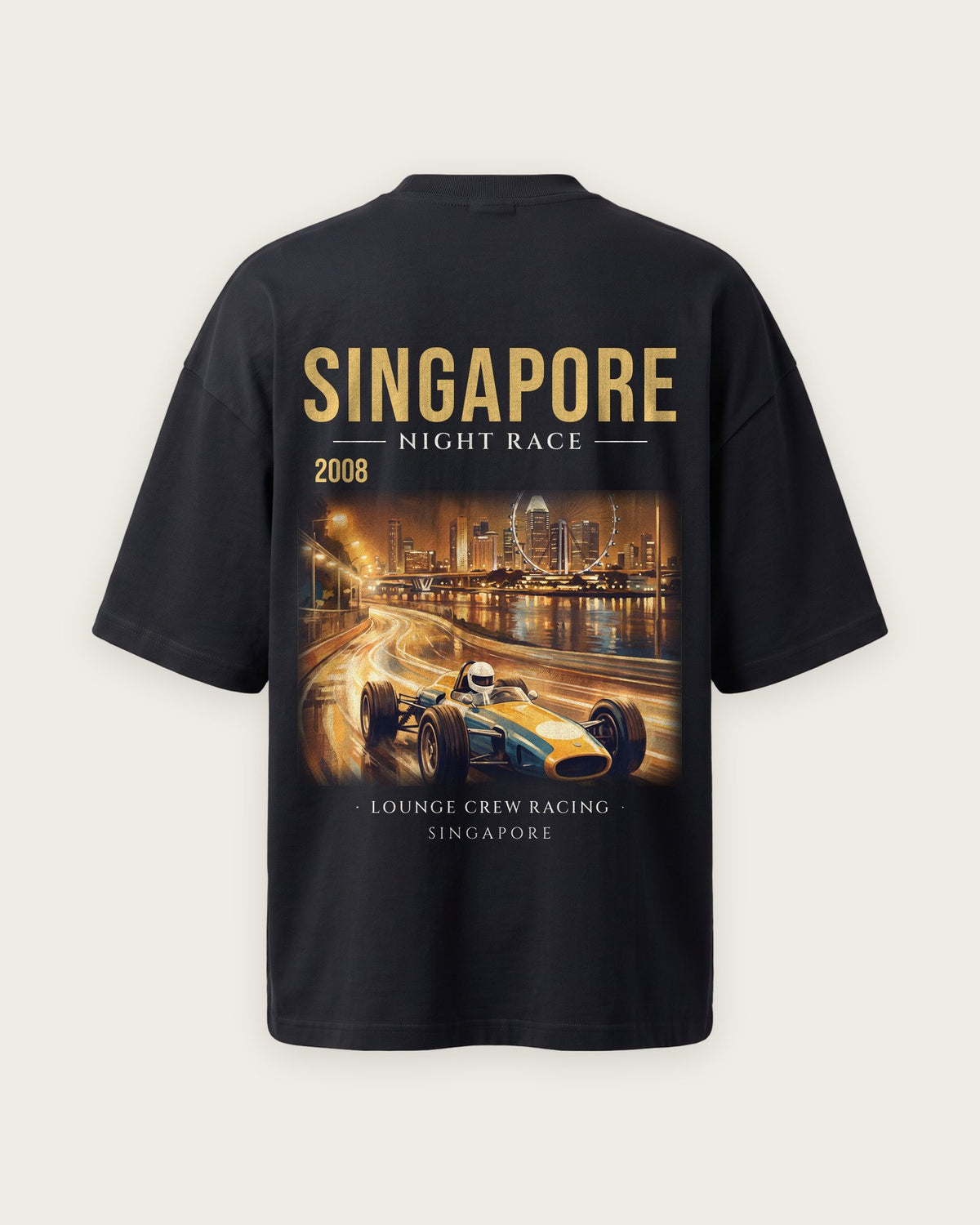 Camiseta “Singapore 2008” — Preto — oversized