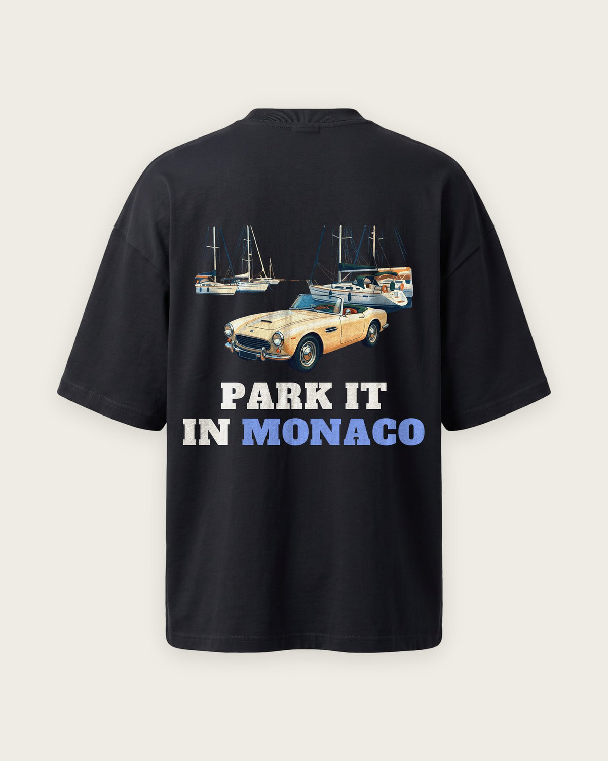 Camiseta Oversized “Park It in Monaco” — Preto