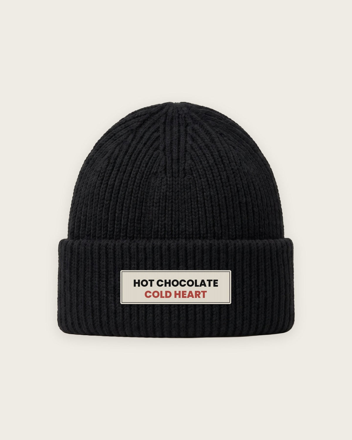 Gorro Canelado “Hot Chocolate, Cold Heart” — Preto