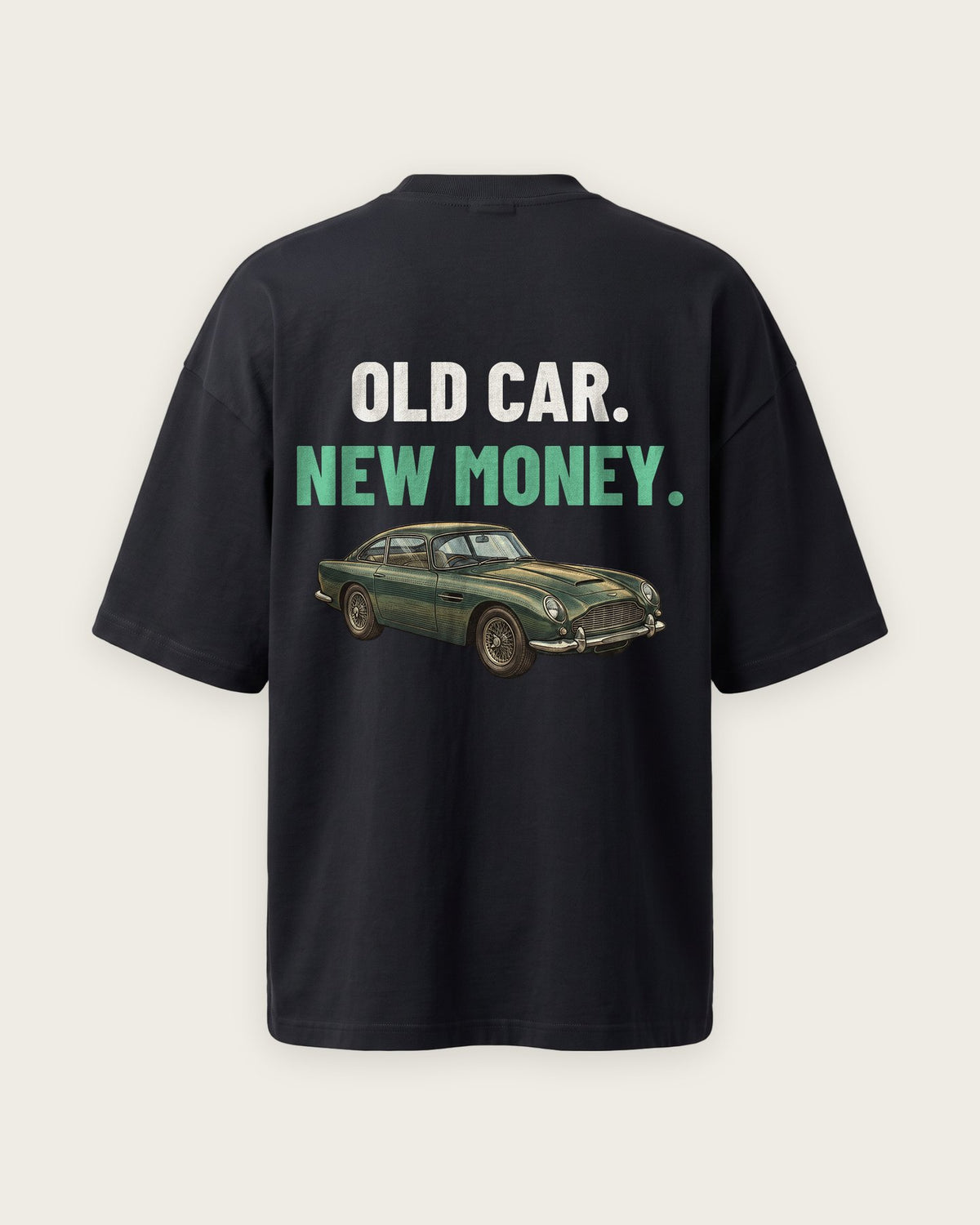 Camiseta Oversized “Old Car, New Money” — Preto