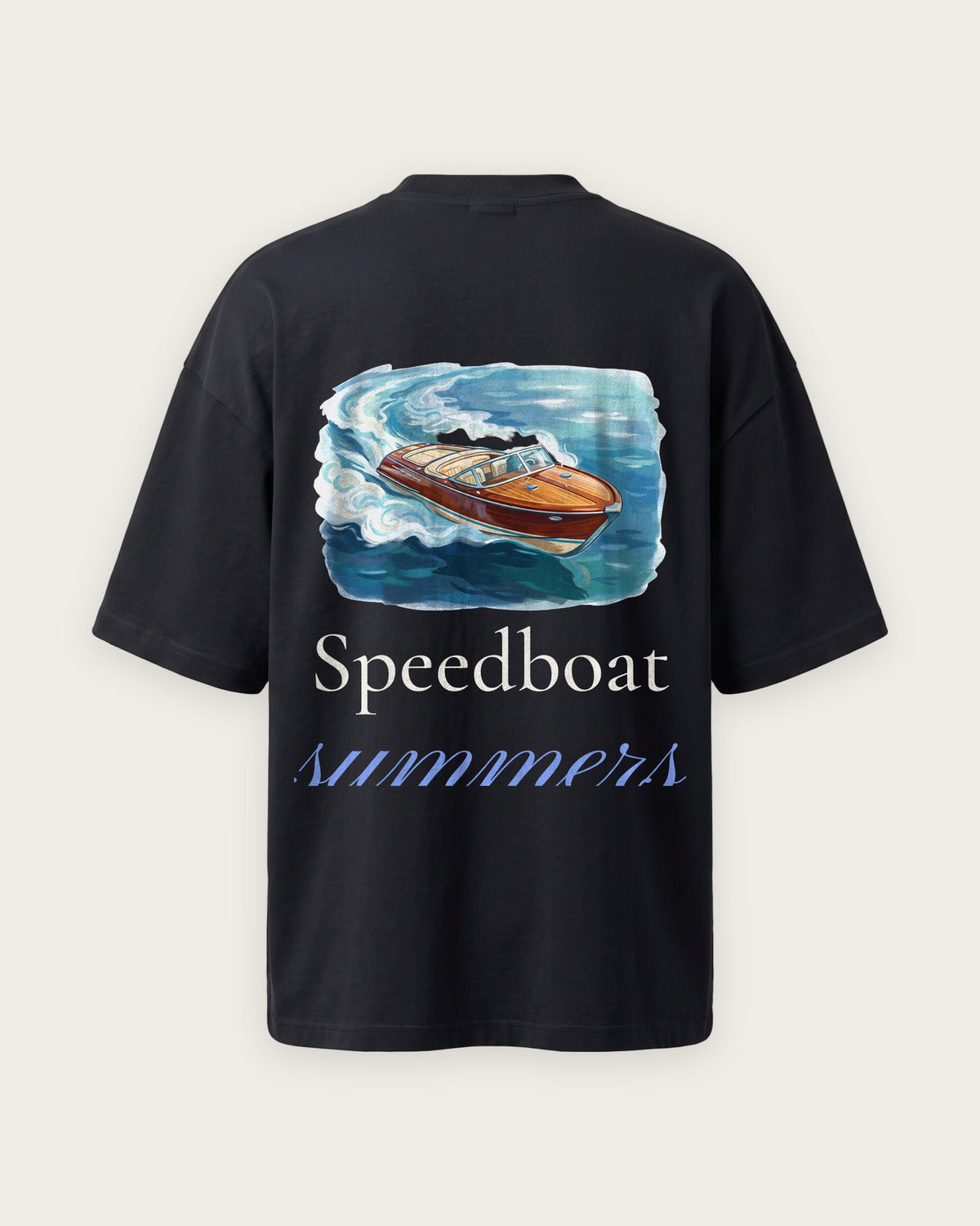 Camiseta Oversized “Speedboat Summers” — Preto