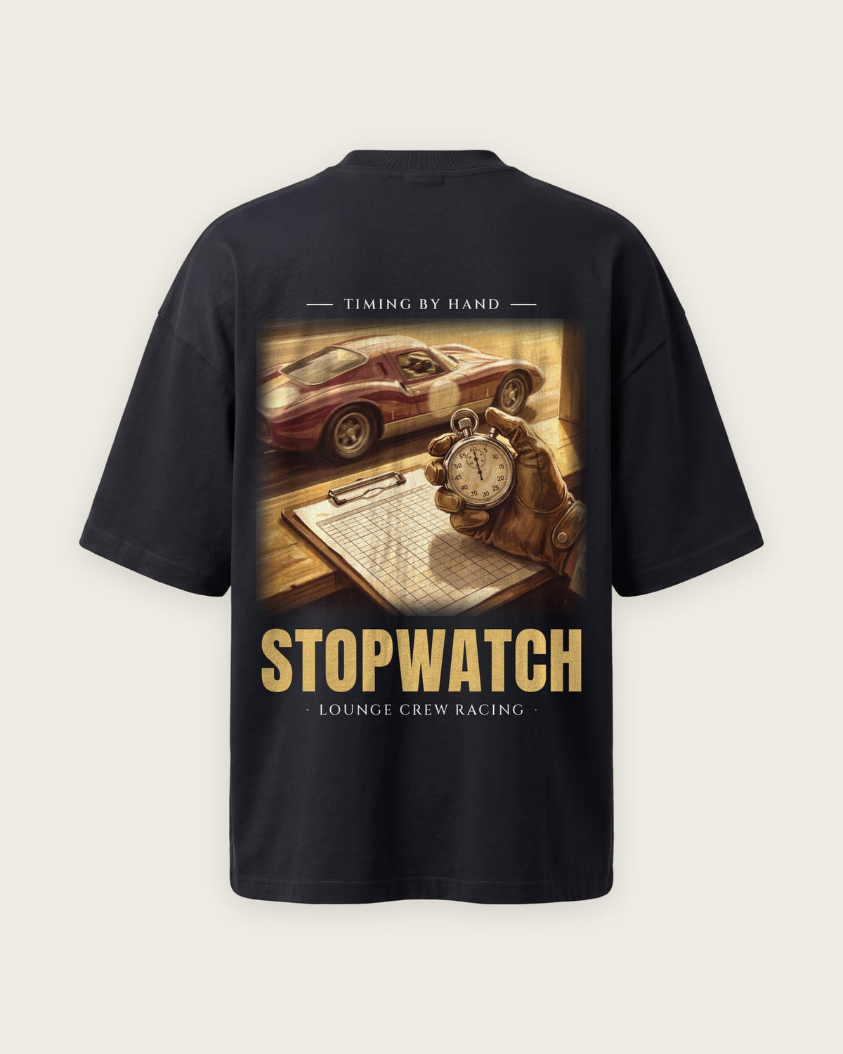 Camiseta “Stopwatch” — Preto — oversized