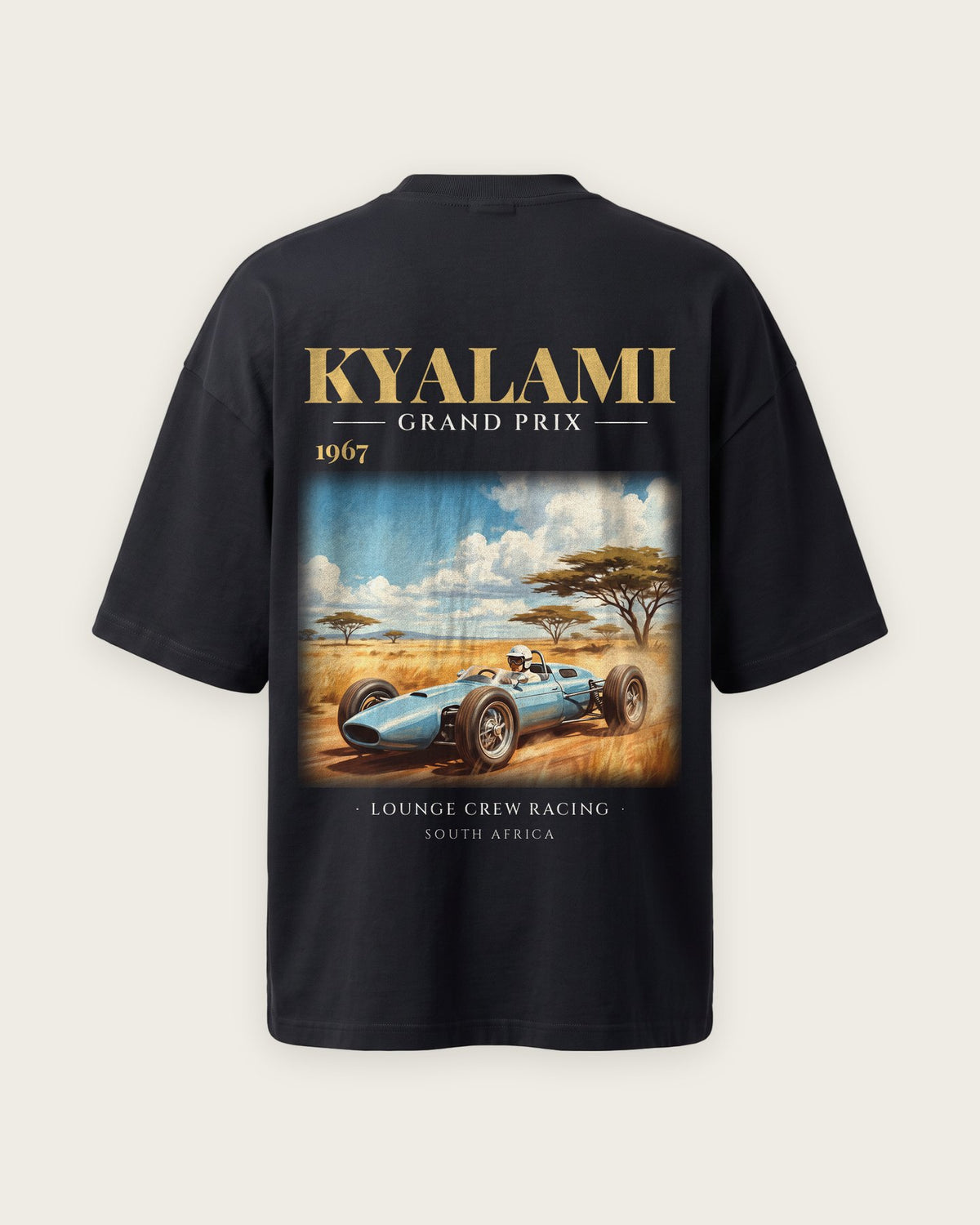 Camiseta “Kyalami Grand Prix 1967” — Preto — oversized