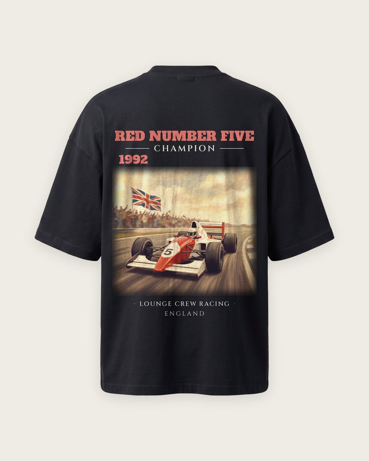 Camiseta “Red Number Five 1992” — Preto — oversized