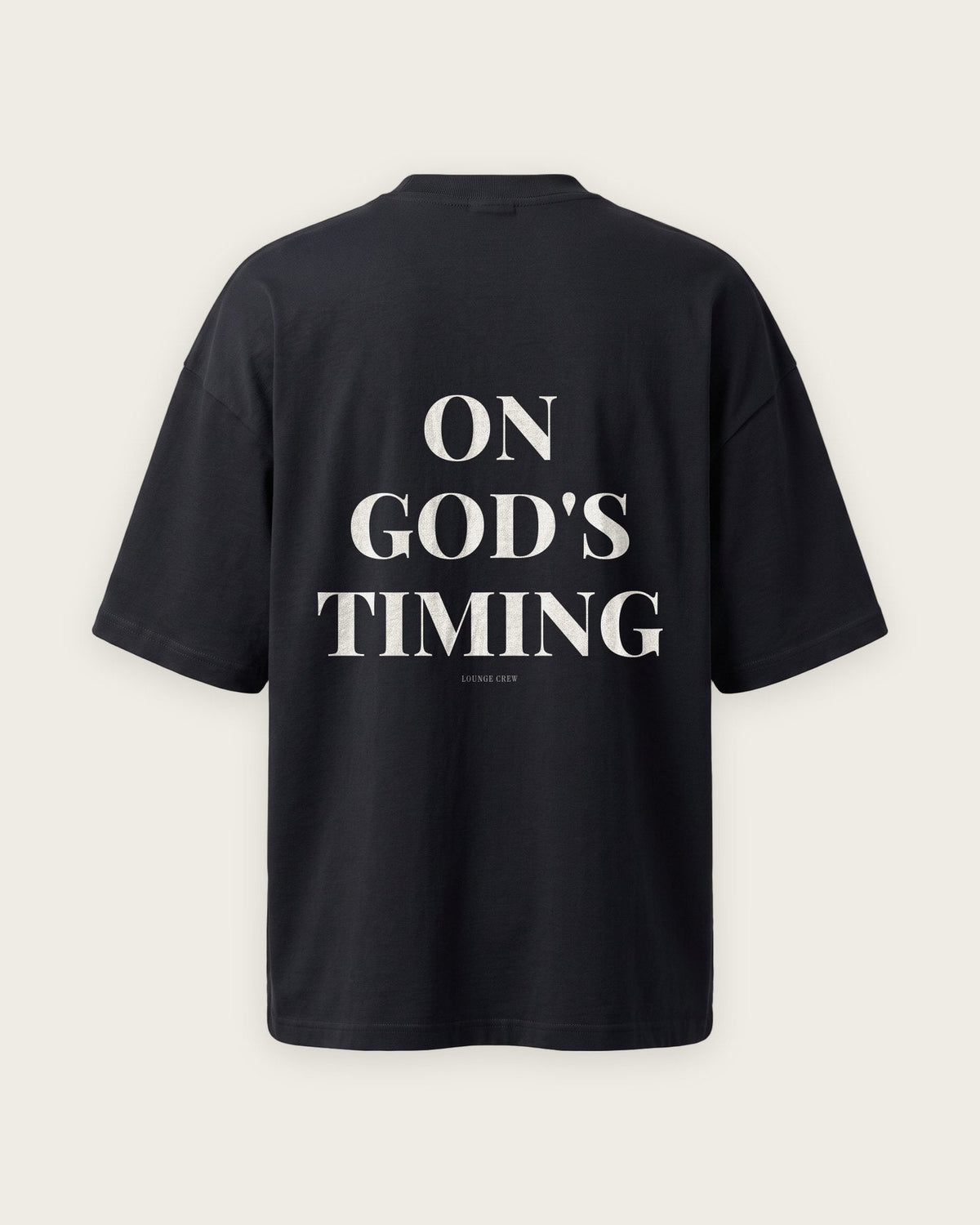 Camiseta Oversized “On God's Timing” — Preto