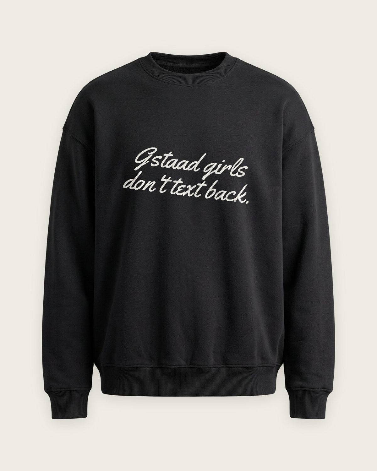 Moletom Careca “Gstaad Girls Don't Text Back” — Preto