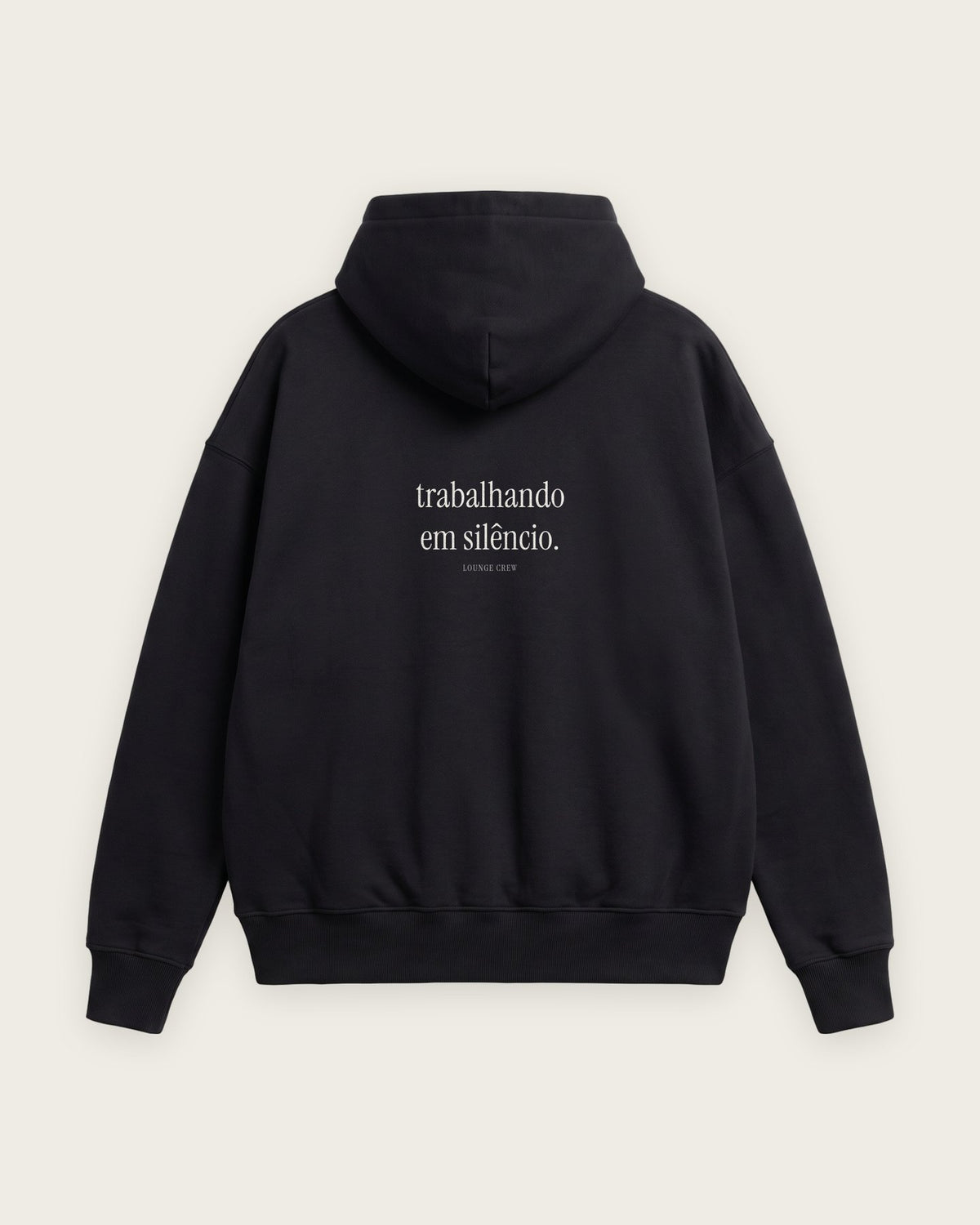 Moletom Oversized “Trabalhando em Silêncio” — Preto
