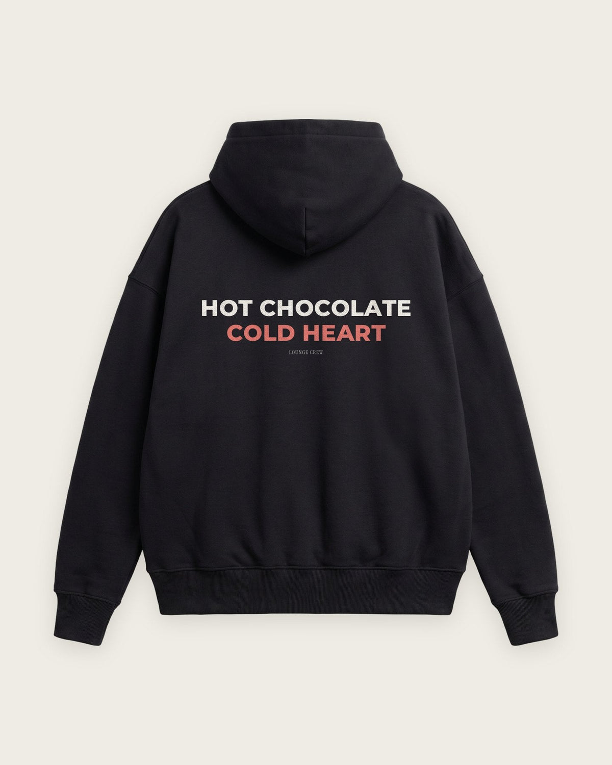 Moletom Oversized “Hot Chocolate, Cold Heart” — Preto